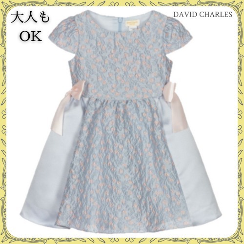大人もOK! DAVID CHARLES ★ Blue & Pinkブロケードドレス ★12Y