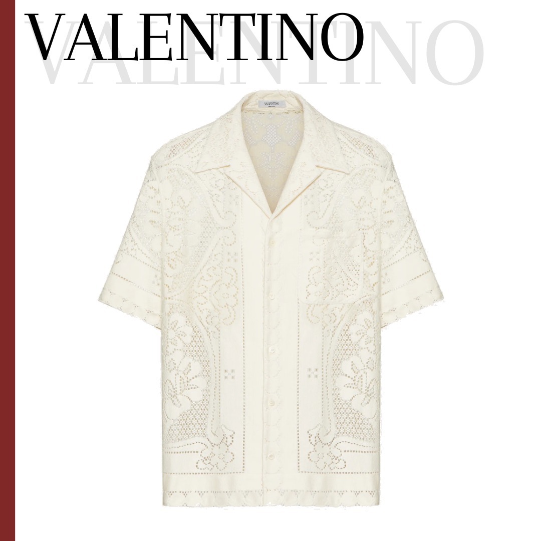 新しい ギフト対応可【VALENTINO】コットンギピュール レース半袖シャツ シャツ 新しい ギフト対応可【VALENTINO】コットンギピュール レース半袖シャツ シャツ