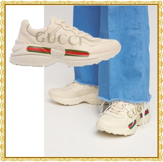 【関税送料込】GUCCI RHYTON レザースニーカー 50MM