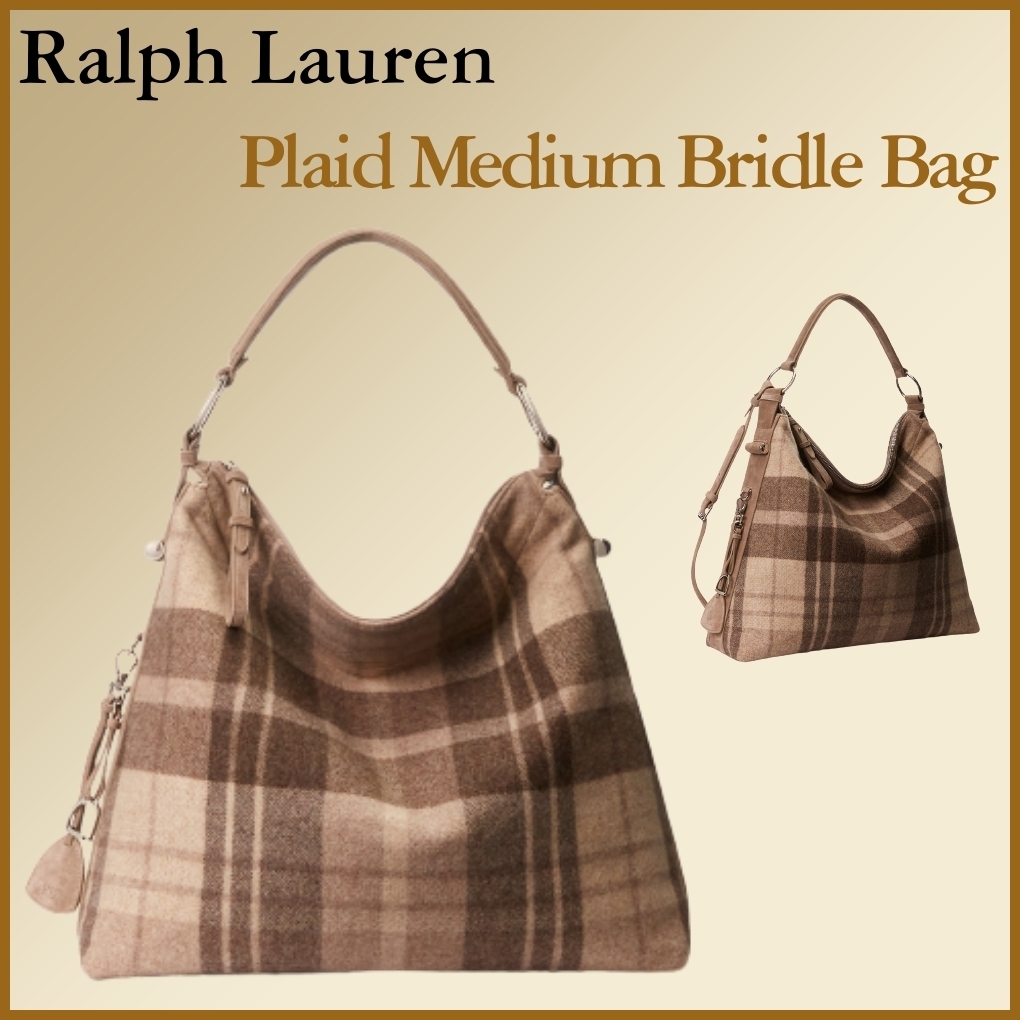 Ralph Lauren(ラルフローレン)格子縞の媒体ブリッドルバッグ