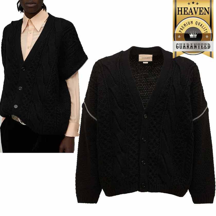 累積売上総額第１位【GUCCI★グッチ】WOOL CABLE KNIT CARDIGAN