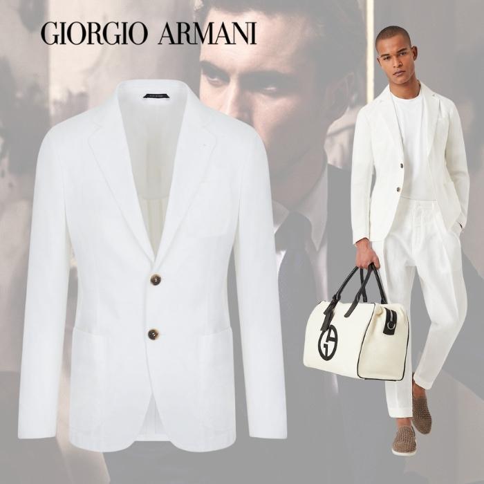 美しい ジャケット ARMANI 【日本未入荷】GIORGIO シルク ホワイト 人気の春夏 【ジョルジオ アルマーニ】ホワイト ジャケット サイズ 56 テーラードジャケット