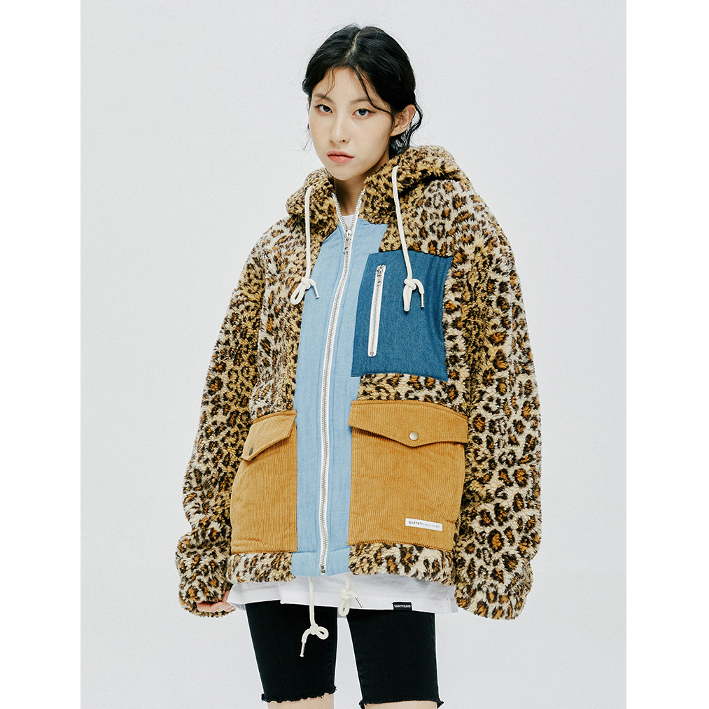 QUIETIST フリースジャケット ★QUIETIST X SAINTPAIN★LEOPARD HEAVY FLEECE MIXED PARKA(3)