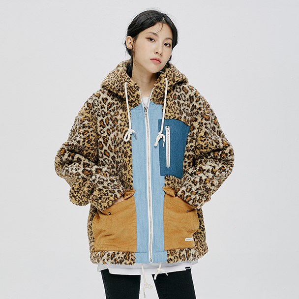 QUIETIST フリースジャケット ★QUIETIST X SAINTPAIN★LEOPARD HEAVY FLEECE MIXED PARKA(5)