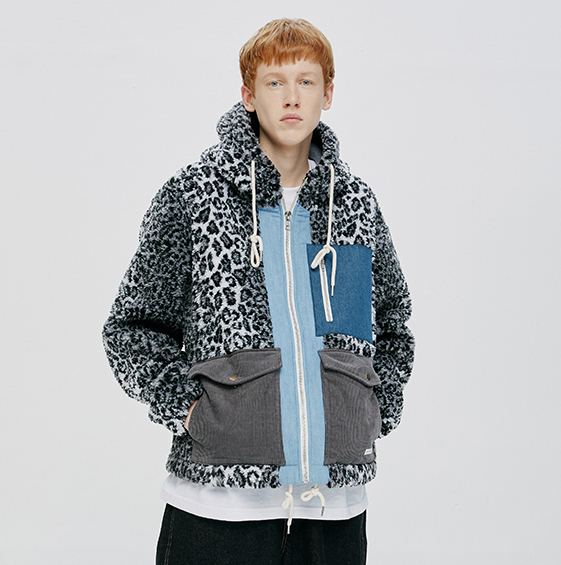 QUIETIST フリースジャケット ★QUIETIST X SAINTPAIN★LEOPARD HEAVY FLEECE MIXED PARKA(14)