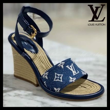 Louis Vuitton Monogram Espadrilles Wedge Sandals SZ 39