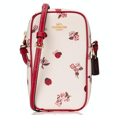 セールCoachレディーバグ&フローラルジップクロスボディバッグ