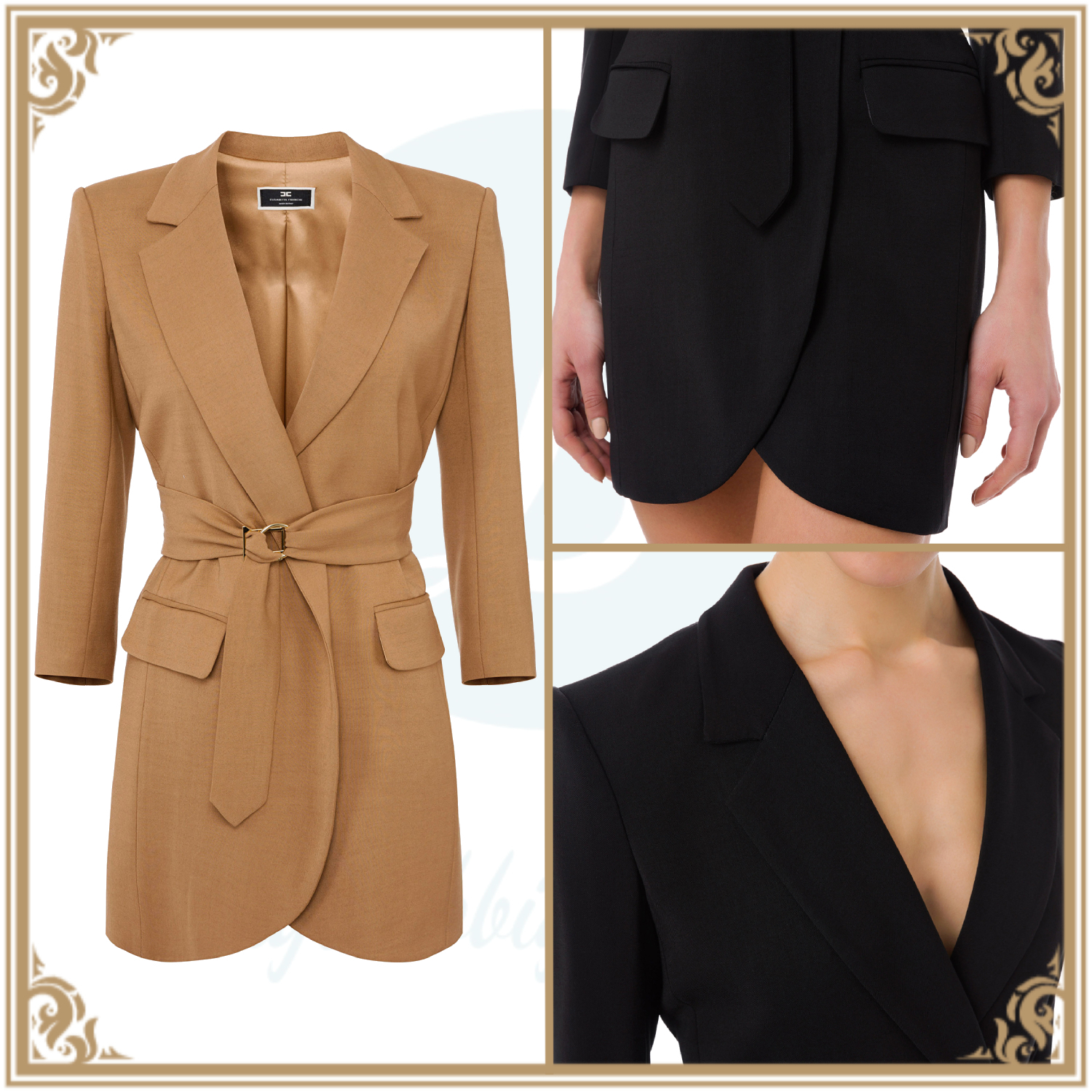 卸し売り購入 【ELISABETTA FRANCHI/直営】ギャバジン コートワンピース ワンピース 卸し売り購入 【ELISABETTA FRANCHI/直営】ギャバジン コートワンピース ワンピース