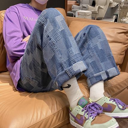 パンツ・ボトムスその他 チェッカーボードパンツ ワイドストレート カジュアル a897(6)
