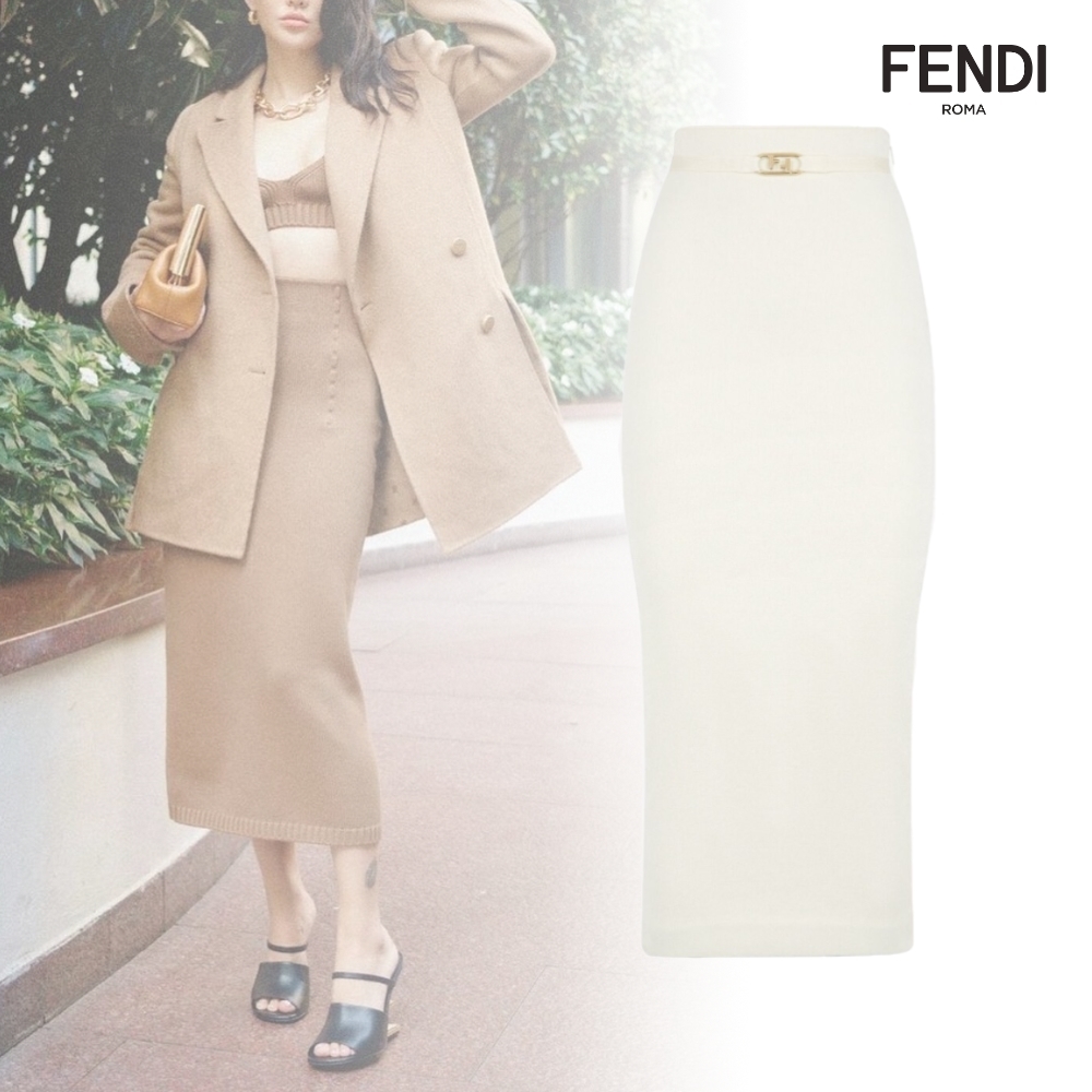 2021年のクリスマスの特別な衣装 22SS【FENDI】スカート 白ビスコース (激安通販サイト) fendi ffペンシルスカート ロングスカート