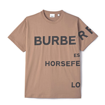 Burberry Cropped Short Unisex Street Style U-Neck Cotton Short Sleeves