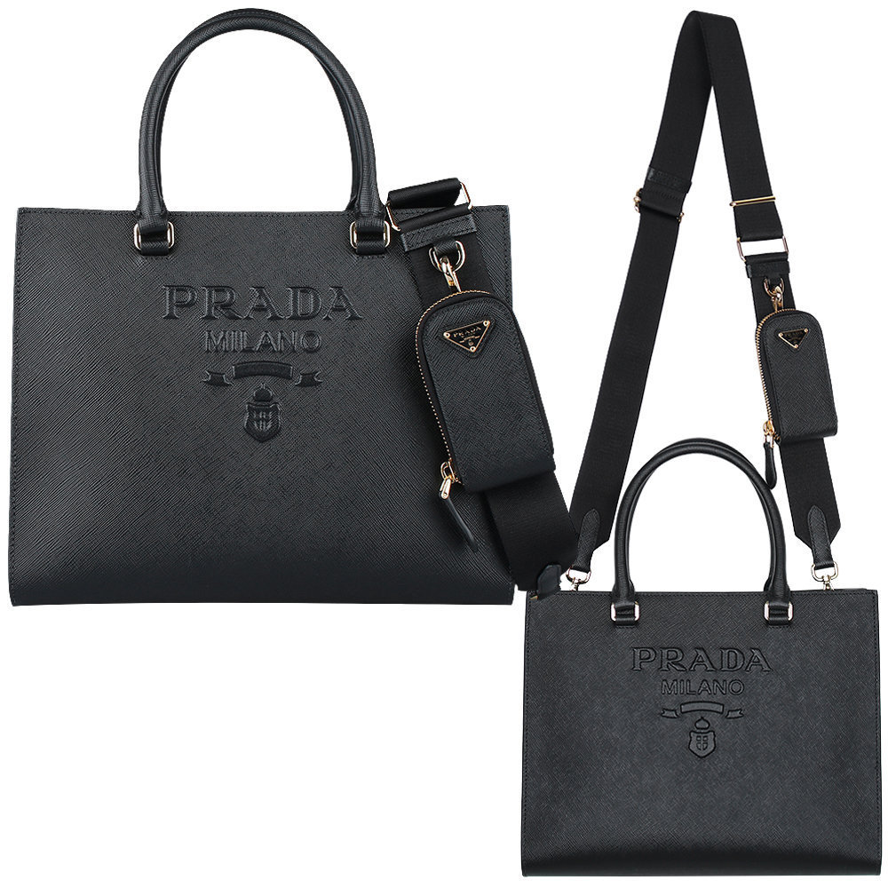 PRADA Medium Saffiano ビックロゴ ショルダー/トートバック