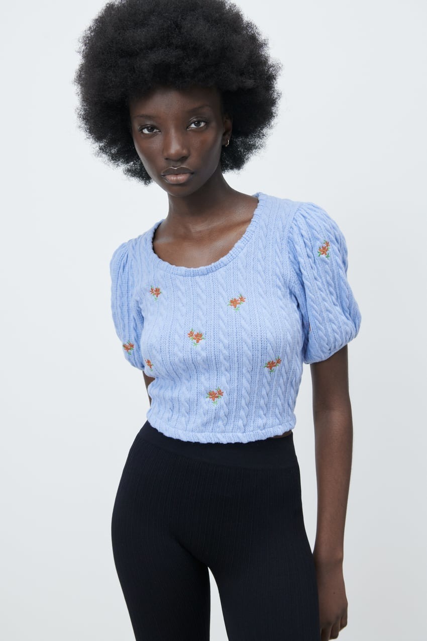 ZARA ニット・セーター 【ZARA】ケーブルニット エンブロイダリートップス(9)