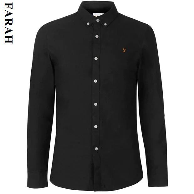 FARAH★メンズ 長袖 ボタンダウン ロゴ オックスフォード シャツ