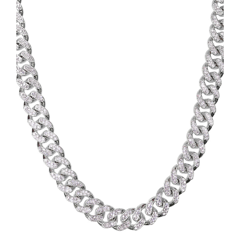 ◇BLACKPURPLE◇ Lenin Stone Cubic Chain Necklace Silver org.jpg