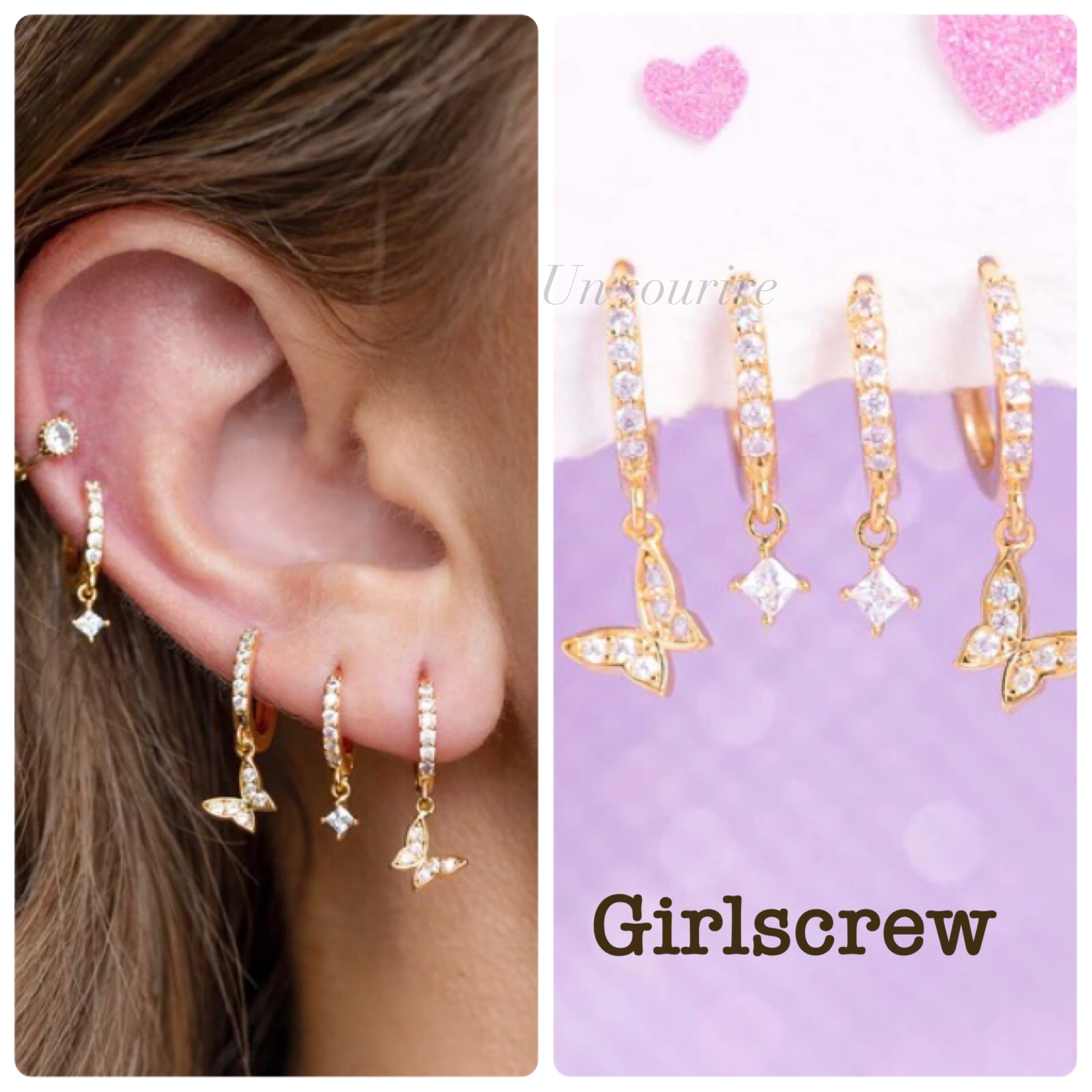 日本未入荷 Girlscrew Fly With Me 4つセットフープピアス/3色