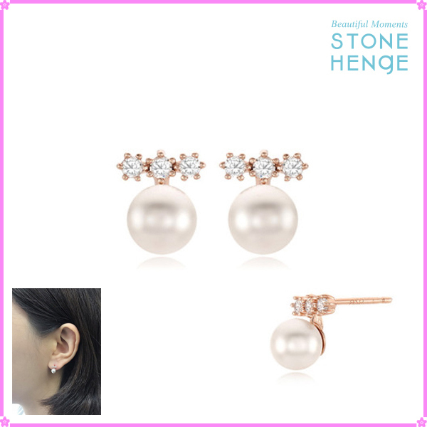 【STONEHENgE】シルバー素材 ローズゴールドパールピアス SC1044