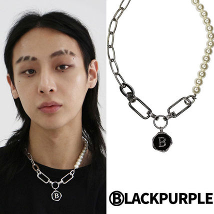 BLACKPURPLE ネックレス・チョーカー ★NCT着用★BLACKPURPLE★Signature B Pearl & Chain Necklace