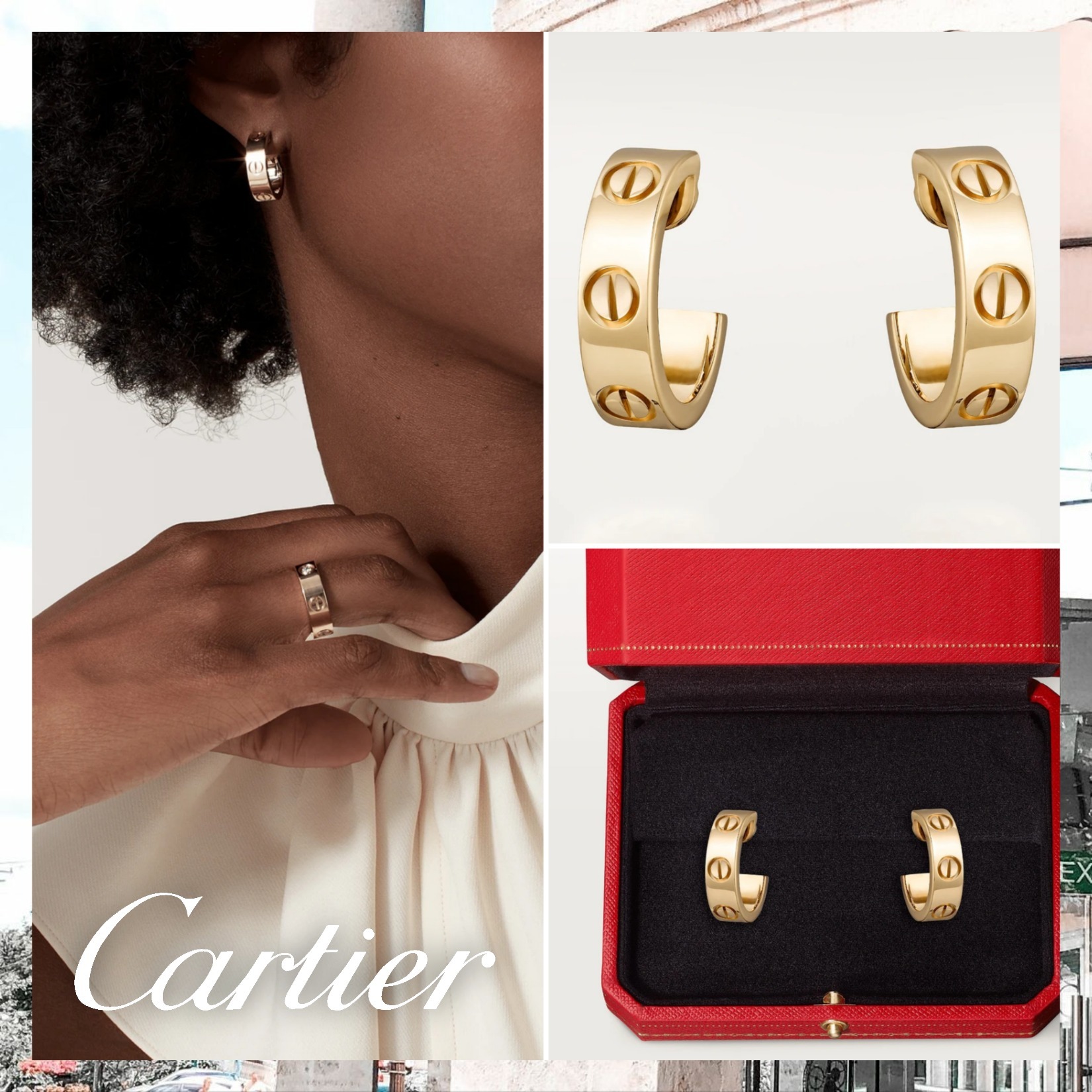 即納★ギフトに【Cartier】LOVE ピアス イエローゴールド 関税込