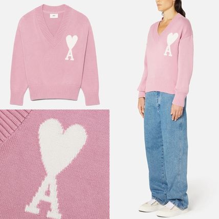 AMI PARIS ニット・セーター 22SS AMI DE COEUR コットン&ウールブレンド Vネックセーター(2)