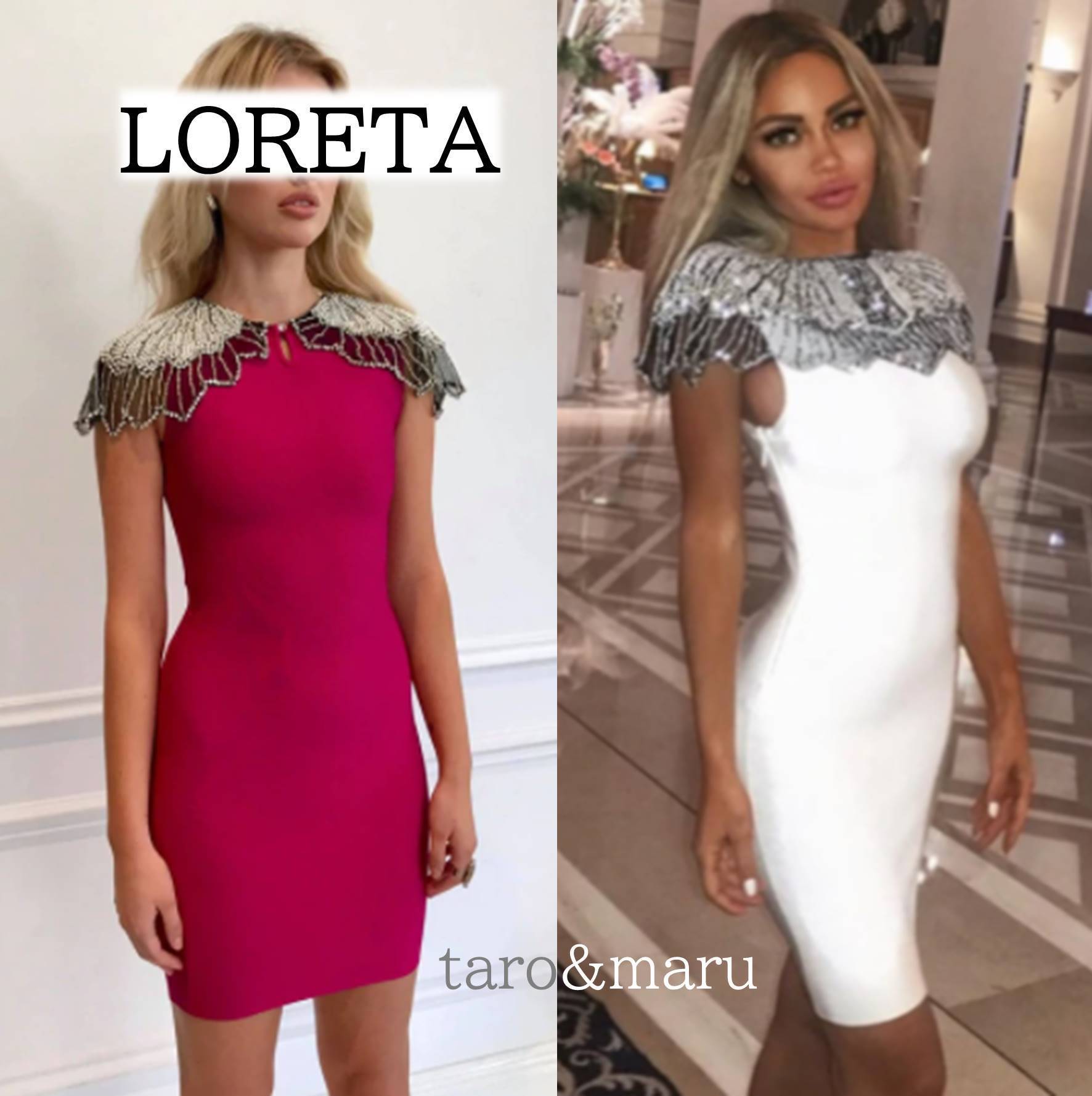 (訳ありセール 格安) 関税送料込*LORETA*ビーズケープ付き*ミニ*ボディコンドレス*2色 ワンピース (訳ありセール 格安) 関税送料込*LORETA*ビーズケープ付き*ミニ*ボディコンドレス*2色 ワンピース