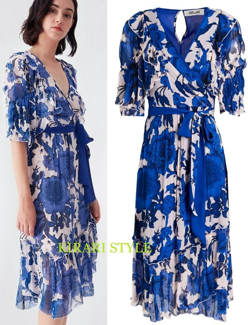 DVF Liz 美ラインフローラル シフォン ミッド ラップ ワンピ
