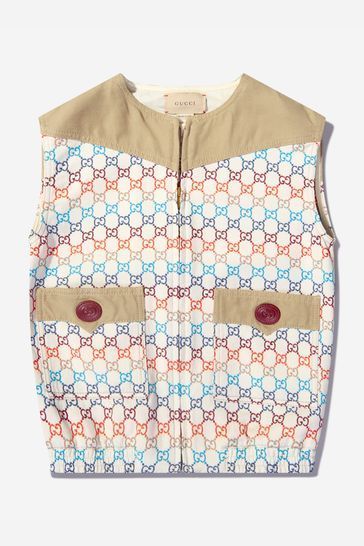 2022SS 大人も着れるGUCCI カラーGGキャンバスジレ WH (C12y) キッズアウター 2022SS 大人も着れるGUCCI カラーGGキャンバスジレ WH (C12y) キッズアウター