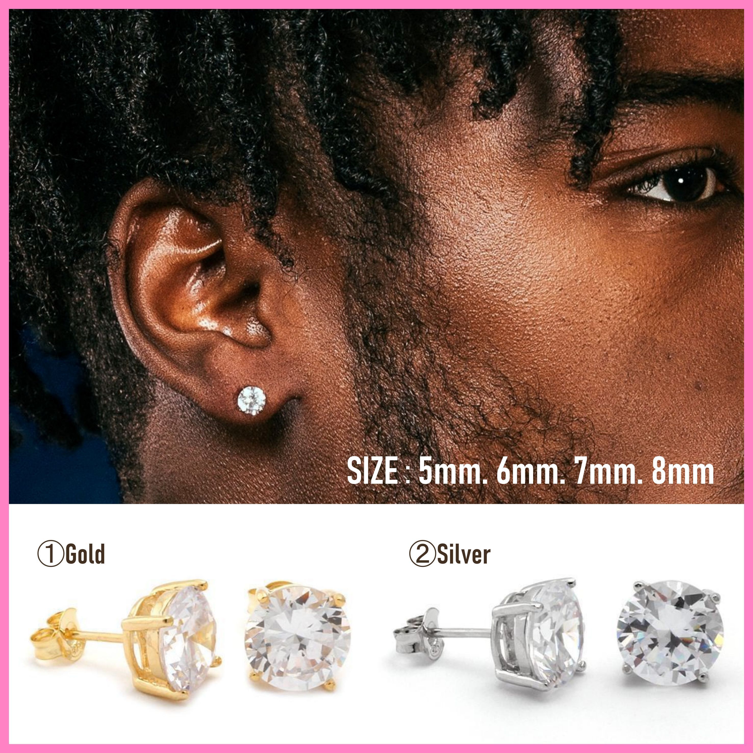 送税込【King Ice】BRILLIANT-CUT STUD EARRINGS ピアス☆(2色)