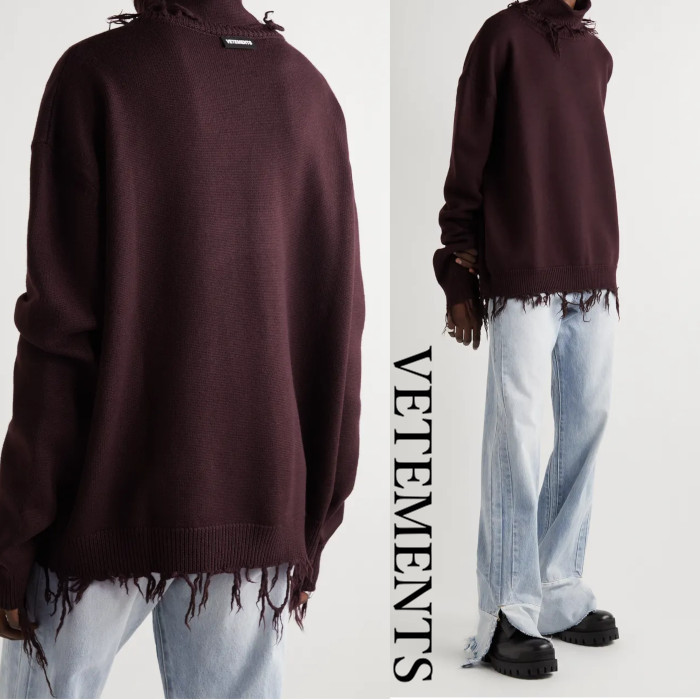 いいスタイル 【VETEMENTS】ユーズド加工◆メリノウール ロールネックセーター ニット・セーター いいスタイル 【VETEMENTS】ユーズド加工◆メリノウール ロールネックセーター ニット・セーター
