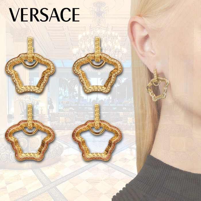 豪奢な 【直営店買付】VERSACE☆メドゥーサ カーブ ピアス☆クリスタル
