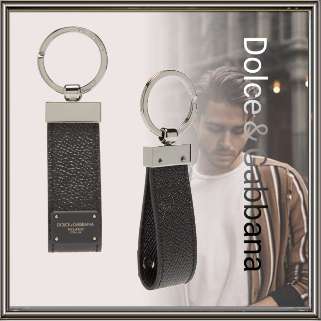Dolce&Gabbana】注目のブラックレザー キーリング 超特価激安 Dolce&Gabbana】注目のブラックレザー キーリング 超特価激安