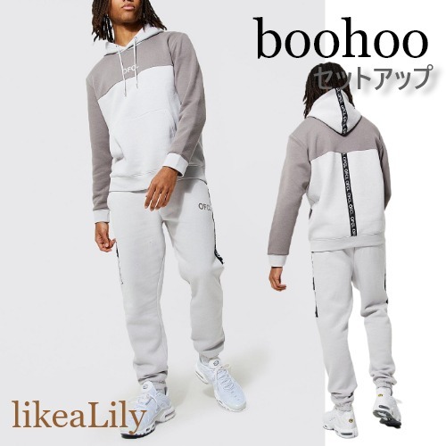 *送料込*【boohoo】カラーブロックOFCLテープトラックスーツgrey セットアップ *送料込*【boohoo】カラーブロックOFCLテープトラックスーツgrey セットアップ