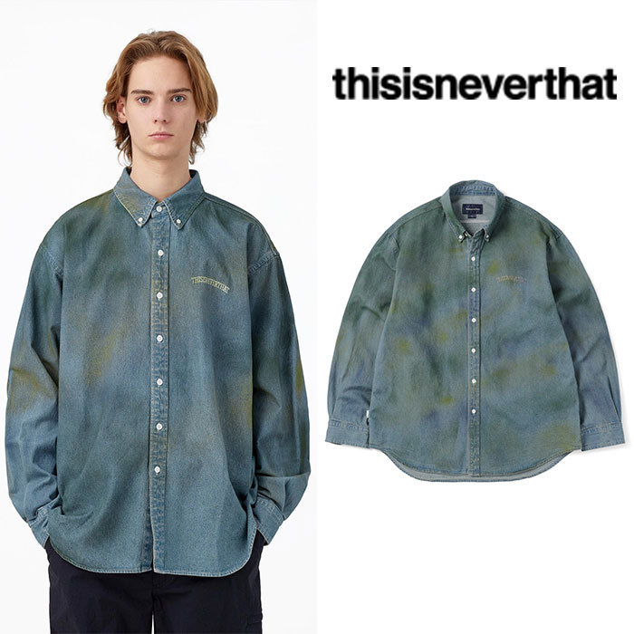 楽天 ★thisisneverthat★送料込み★人気★Spray Painted Denim Shirt シャツ 楽天 ★thisisneverthat★送料込み★人気★Spray Painted Denim Shirt シャツ
