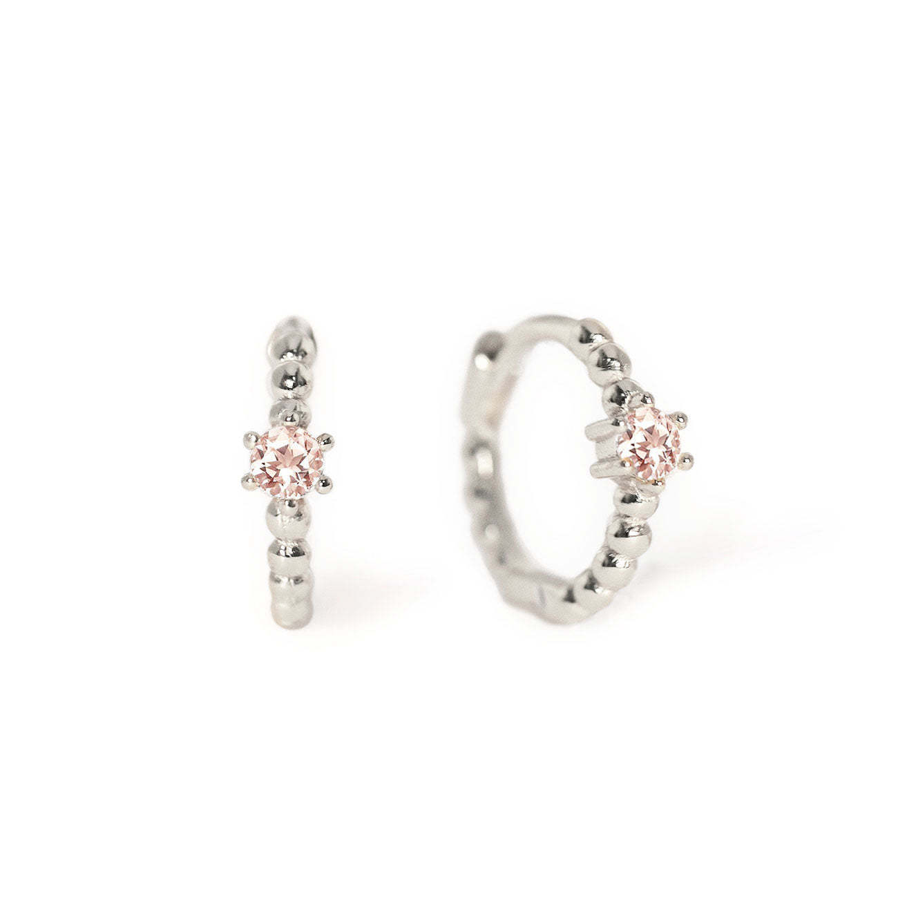 送税込【AMY O】Gemstone Bead Huggies ピアス Silver (4色)国発 送税込【AMY O】Gemstone Bead Huggies ピアス Silver (4色)国発