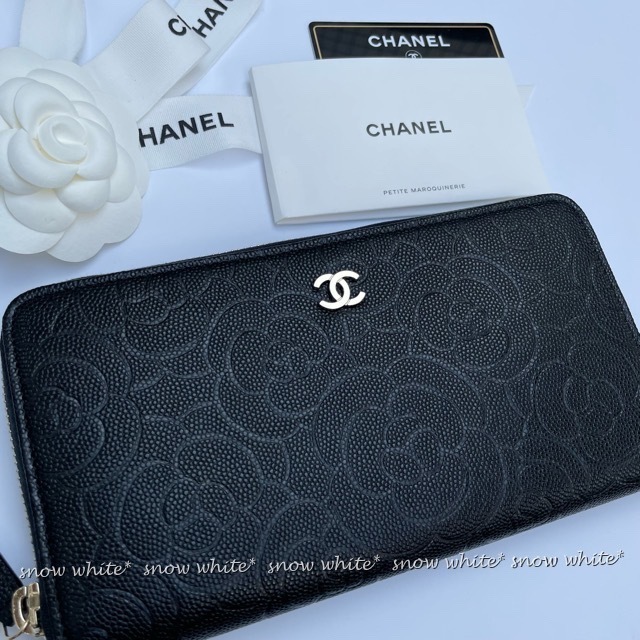 明日着 限定 カメリア柄♪ x CCマーク 黒 ZIP 長財布 CHANEL 明日着 限定 カメリア柄♪ x CCマーク 黒 ZIP 長財布 CHANEL