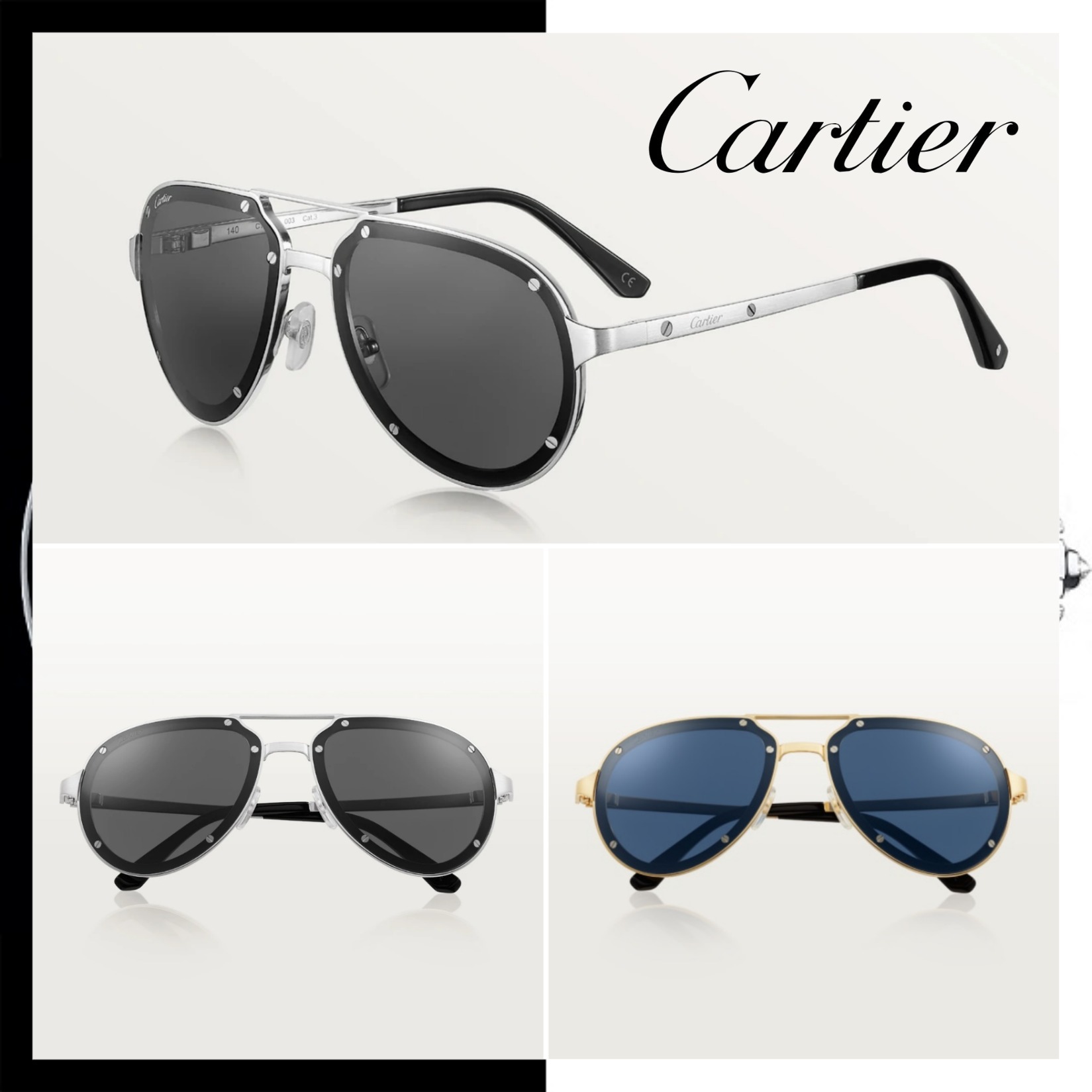 すぐ届く！【Cartier】サントス ドゥ カルティエ サングラス 2色