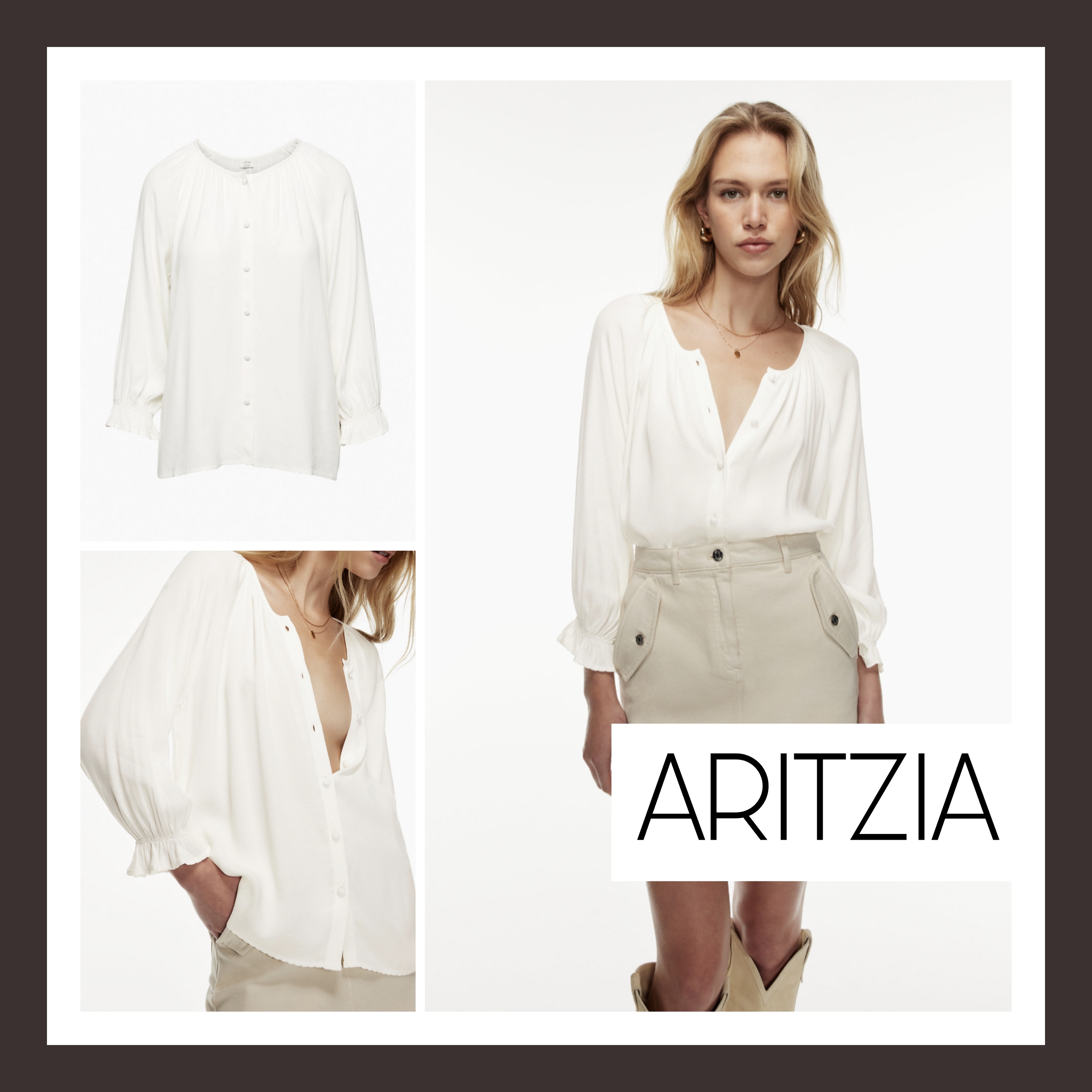 Aritzia Wilfred リラックス ボタンアップブラウス エレガント ブラウス・シャツ Aritzia Wilfred リラックス ボタンアップブラウス エレガント ブラウス・シャツ