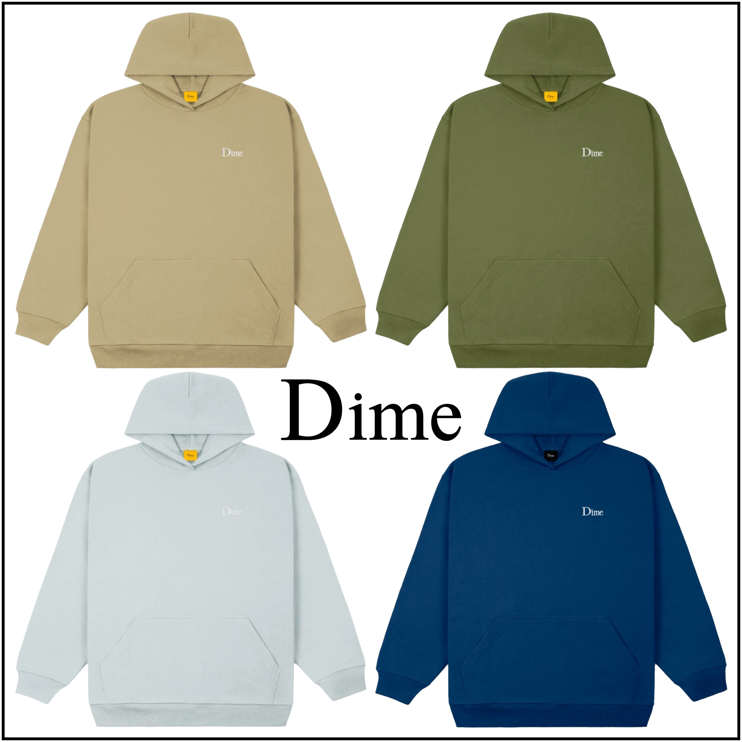 Dime 新色 クラシック スモール ロゴ フーディー パーカー 4色