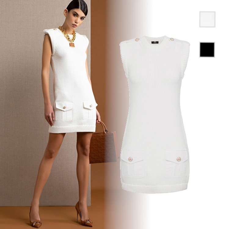超特価激安 【Elisabetta Franchi】ゴールドボタン ワンピース ノースリーブ ワンピース 超特価激安 【Elisabetta Franchi】ゴールドボタン ワンピース ノースリーブ ワンピース