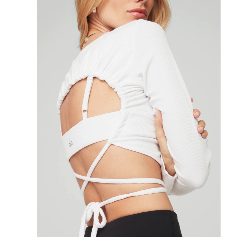 ヨガに Alo Yoga トップス 長袖 リブ ワークアウト カットソー