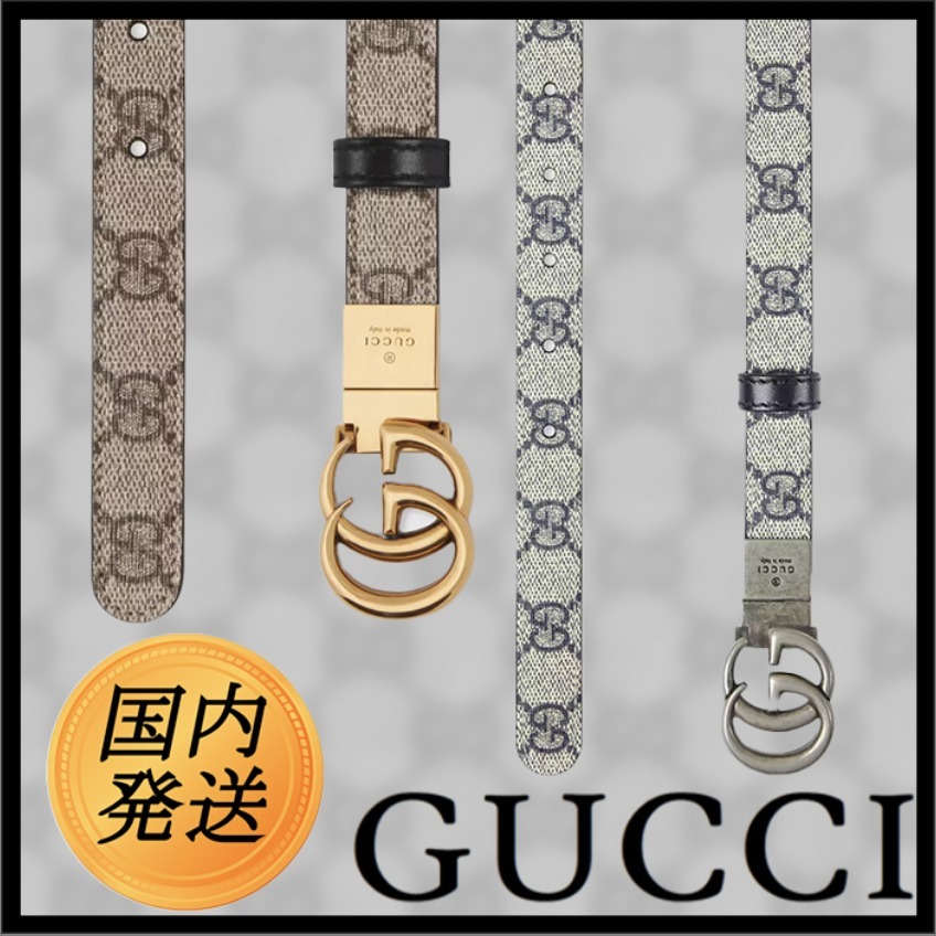 【国内発送★GUCCI】ダブルG リバーシブル スリムベルト