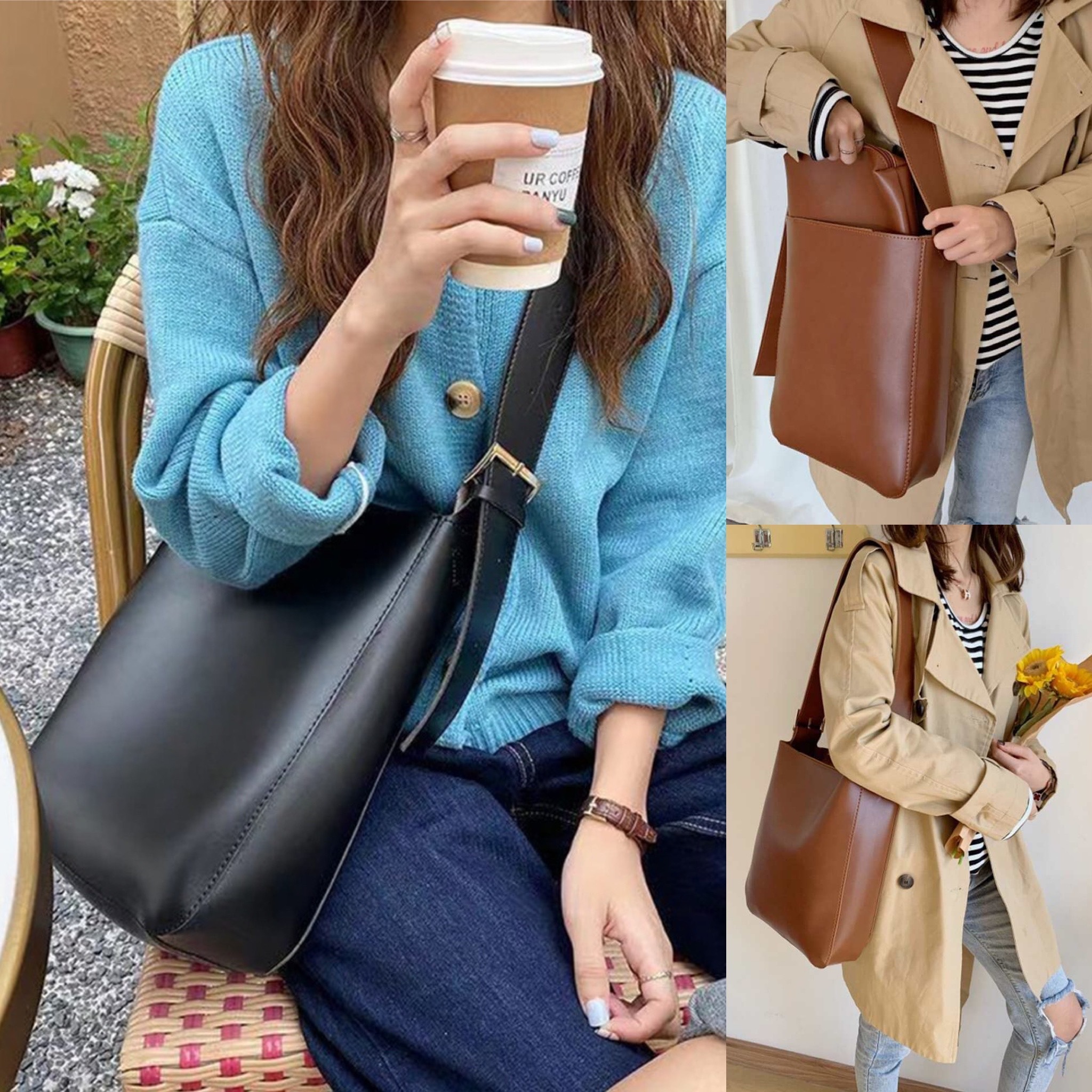 高見え♪ 韓国デザイン バケットバッグ ショルダーバッグ BAG