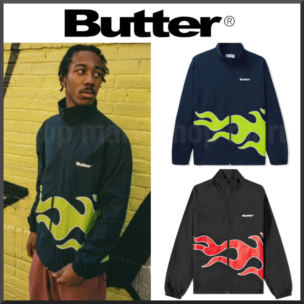 Butter Goods◇Flame Jacket ナイロン混 炎モチーフ ジャケット 商売