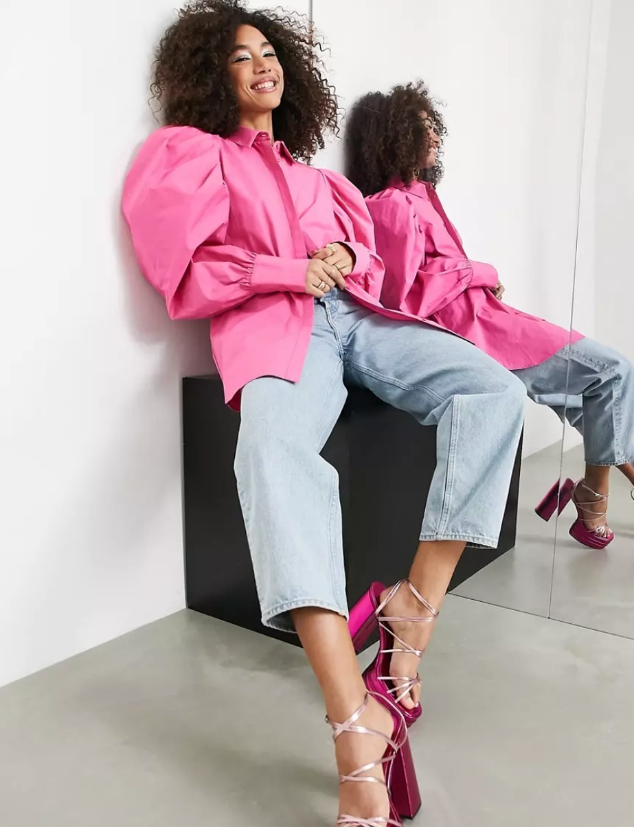 ASOS ブラウス・シャツ 【ASOS】パフスリーブ コットンシャツ (関税込)(3)