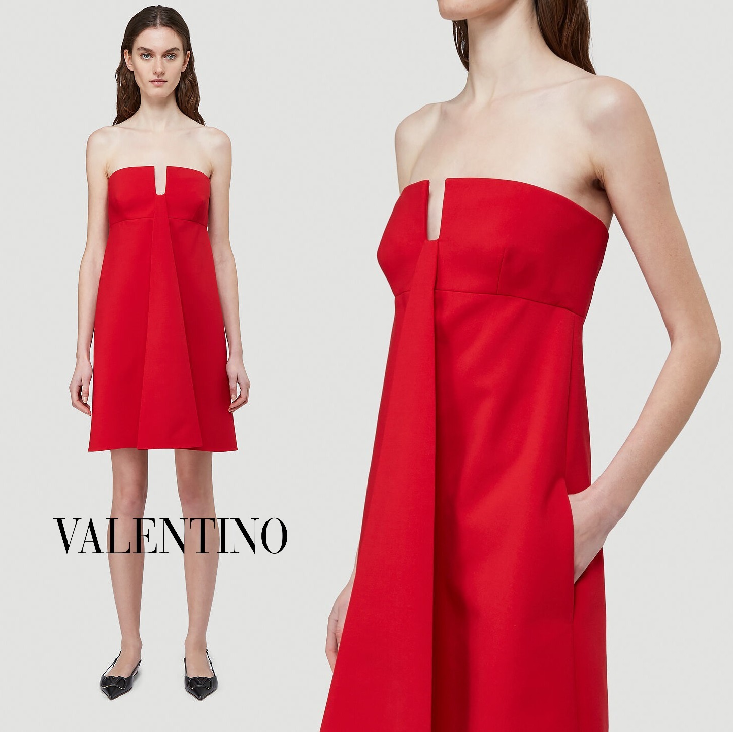 国内発| VALENTINO Aライン カットアウトウール モダンドレス 国内発| VALENTINO Aライン カットアウトウール モダンドレス