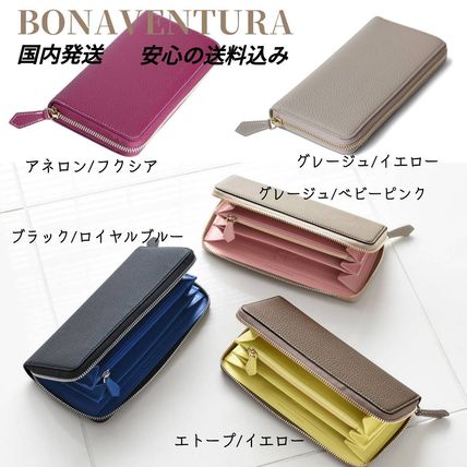 BONAVENTURA Long Wallets Plain Leather Long Wallet  Logo Long Wallets