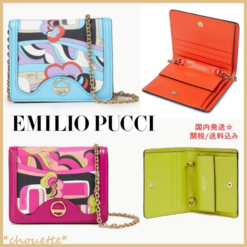 【Emilio Pucci】プリントフェイク&スムースレザー ウォレット ー品販売
