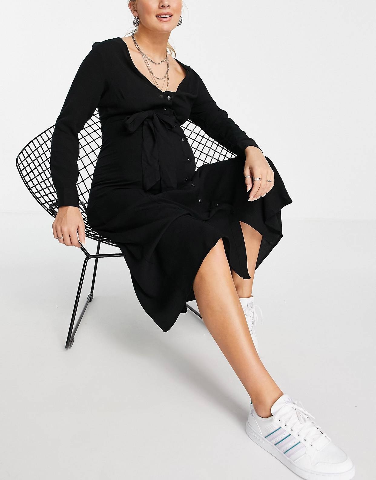 ASOS マタニティワンピース ASOS マタニティタイウエストミディドレス【関税送料込】(3)