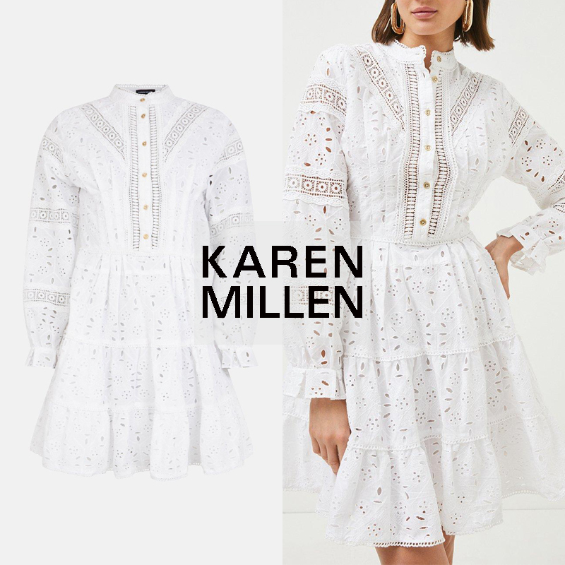 Karen Millen 日本未入荷 ミックスブロデリーショートドレス ワンピース Karen Millen 日本未入荷 ミックスブロデリーショートドレス ワンピース