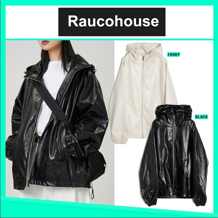 Raucohouse♥ Rabbit Crack Leather Hood Jacket/追跡付 ジャケット Raucohouse♥ Rabbit Crack Leather Hood Jacket/追跡付 ジャケット
